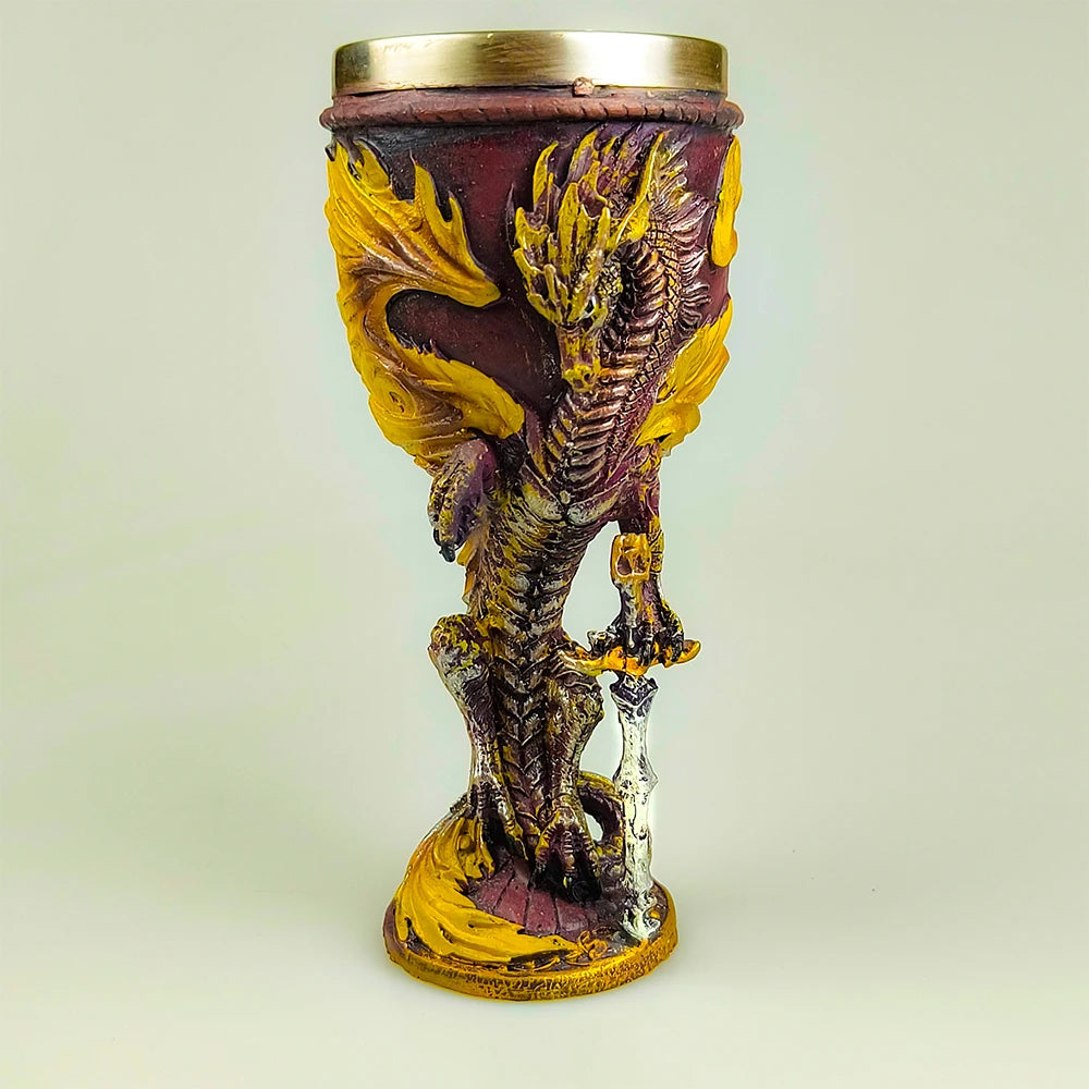 Dragon Goblet Dungeons Stainless Steel Sword Goblet Decoration Gift Chalice Wine Cup 3D Resin Coffee Drinks Cup