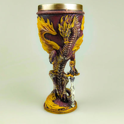 Dragon Goblet Dungeons Stainless Steel Sword Goblet Decoration Gift Chalice Wine Cup 3D Resin Coffee Drinks Cup