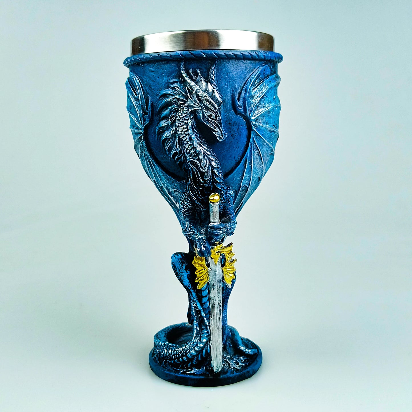 Dragon Goblet Dungeons Stainless Steel Sword Goblet Decoration Gift Chalice Wine Cup 3D Resin Coffee Drinks Cup